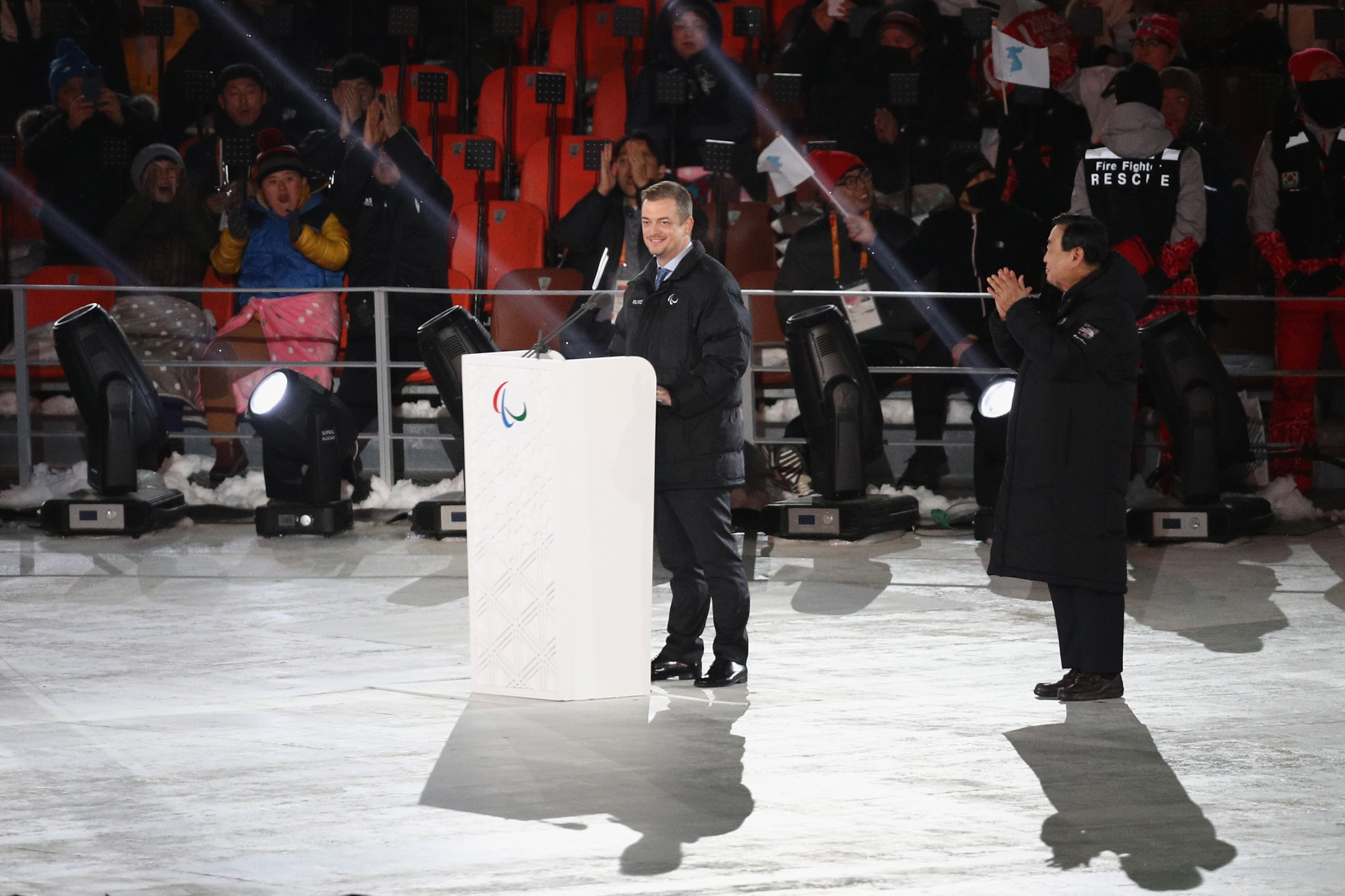 Inspiration was a key theme in the speeches of both IPC President Andrew Parsons and Pyeongchang 2018 President Lee Hee-beom ©Getty Images