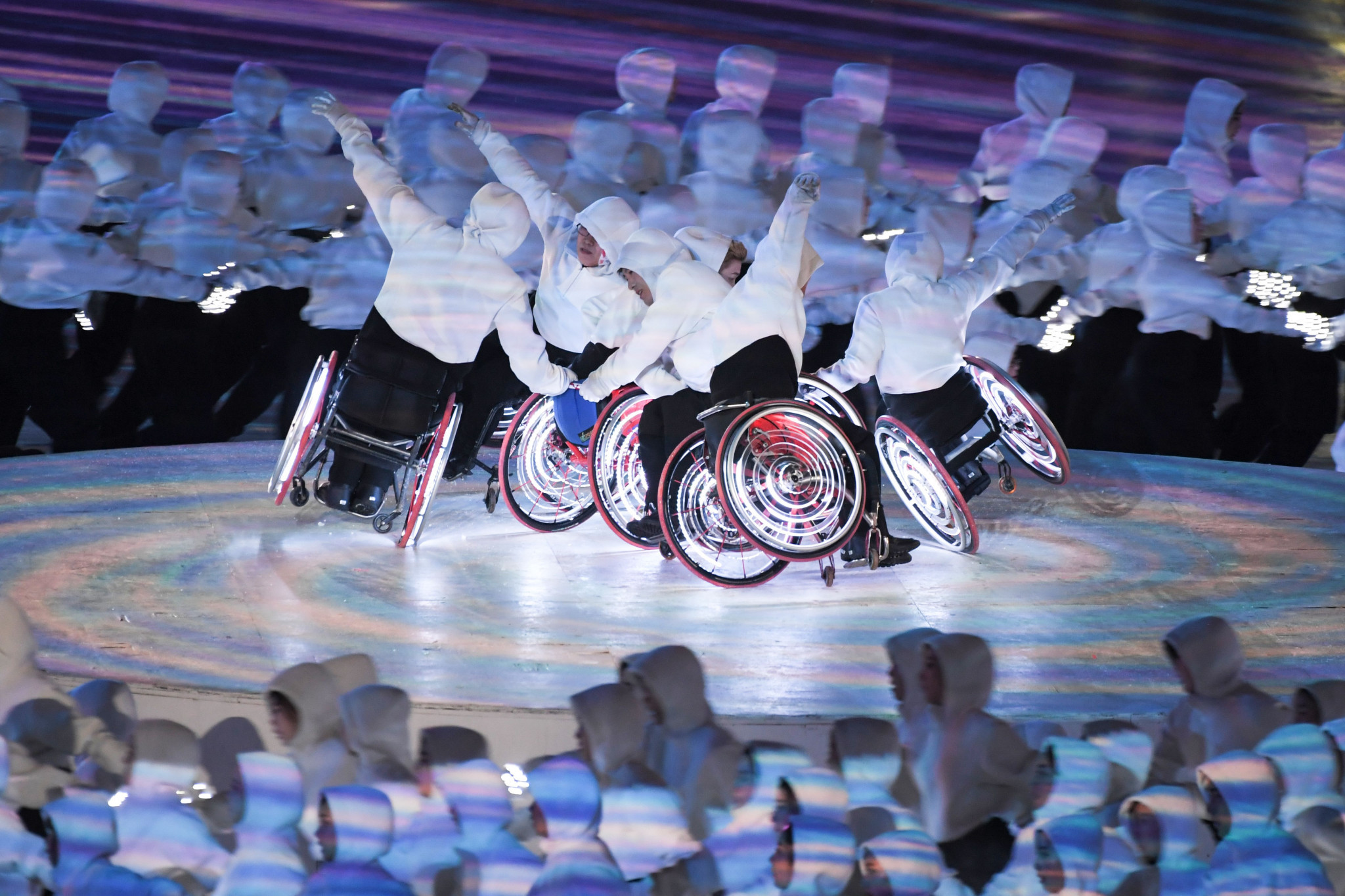 A dazzling dance display by people in wheelchairs was one of the highlights of the evening ©Getty Images