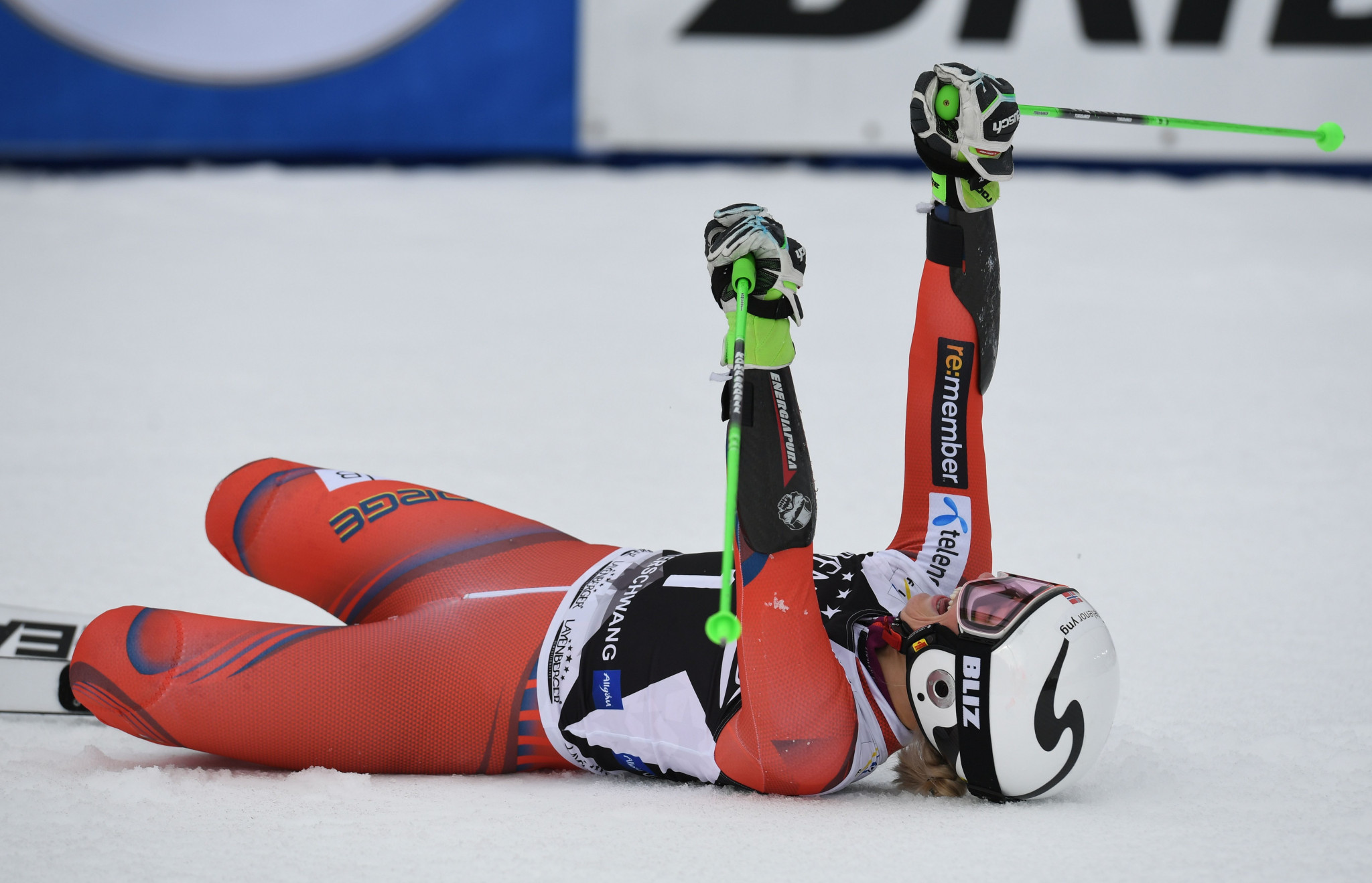 Ragnhild Mowinckel celebrates her win today in Germany ©Getty Images