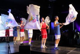 Performers at the promotional event in Belgrade ©European Universities Games