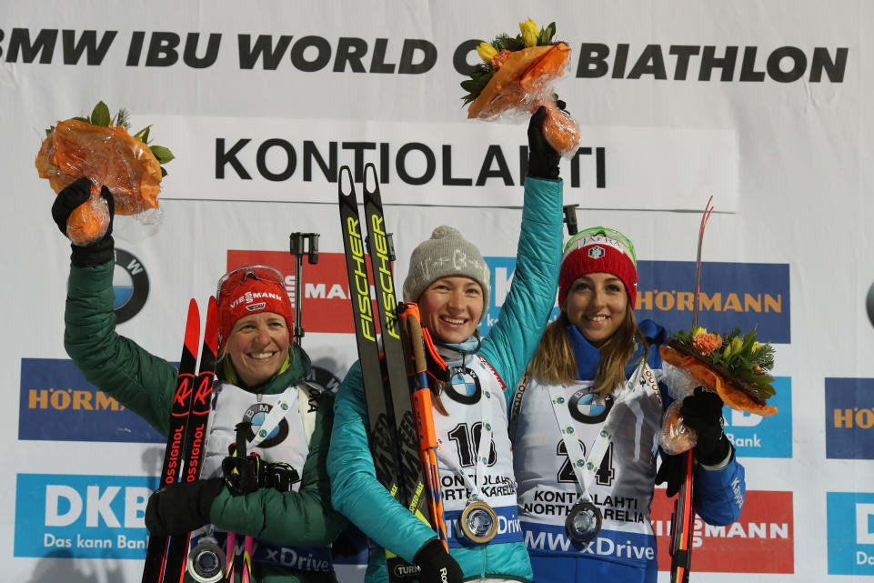 Darya Domracheva of Belarus won her third IBU World Cup race of the season at the Finnish venue of Kontiolahti ©IBU