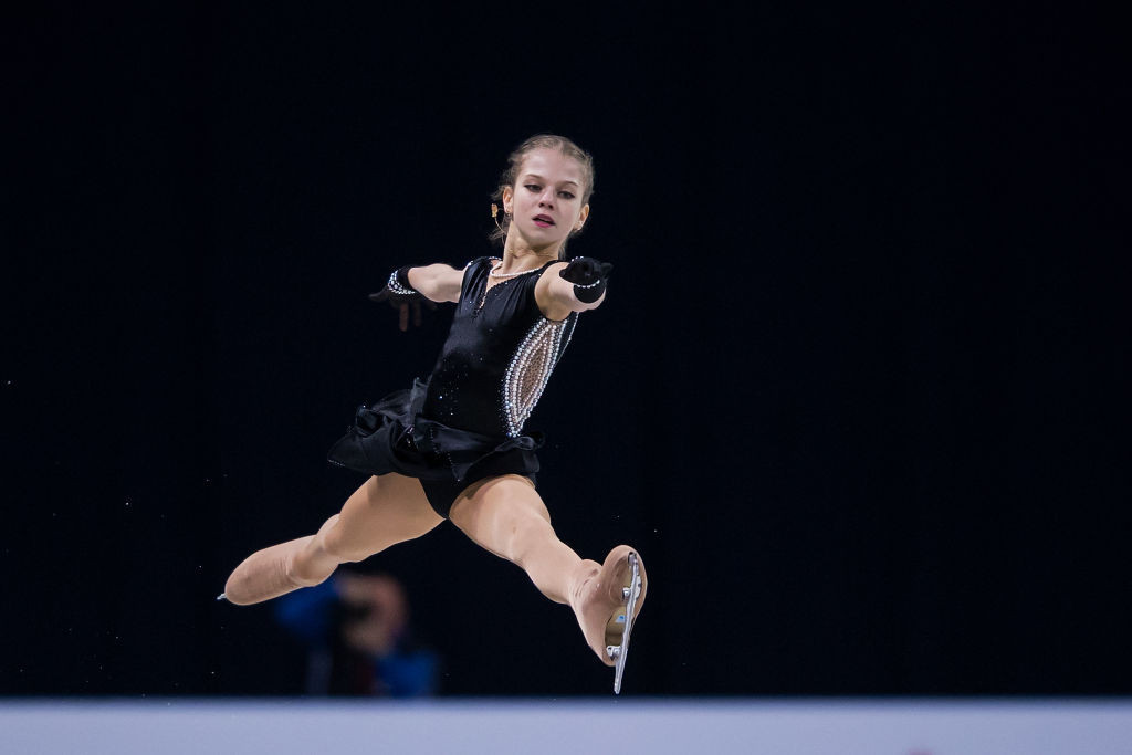 Russia’s Alexandra Trusova secured a narrow lead over team-mate Alena Kostornaia in the junior ladies short programme at the ISU Junior Figure Skating World Championships in Sofia ©ISU