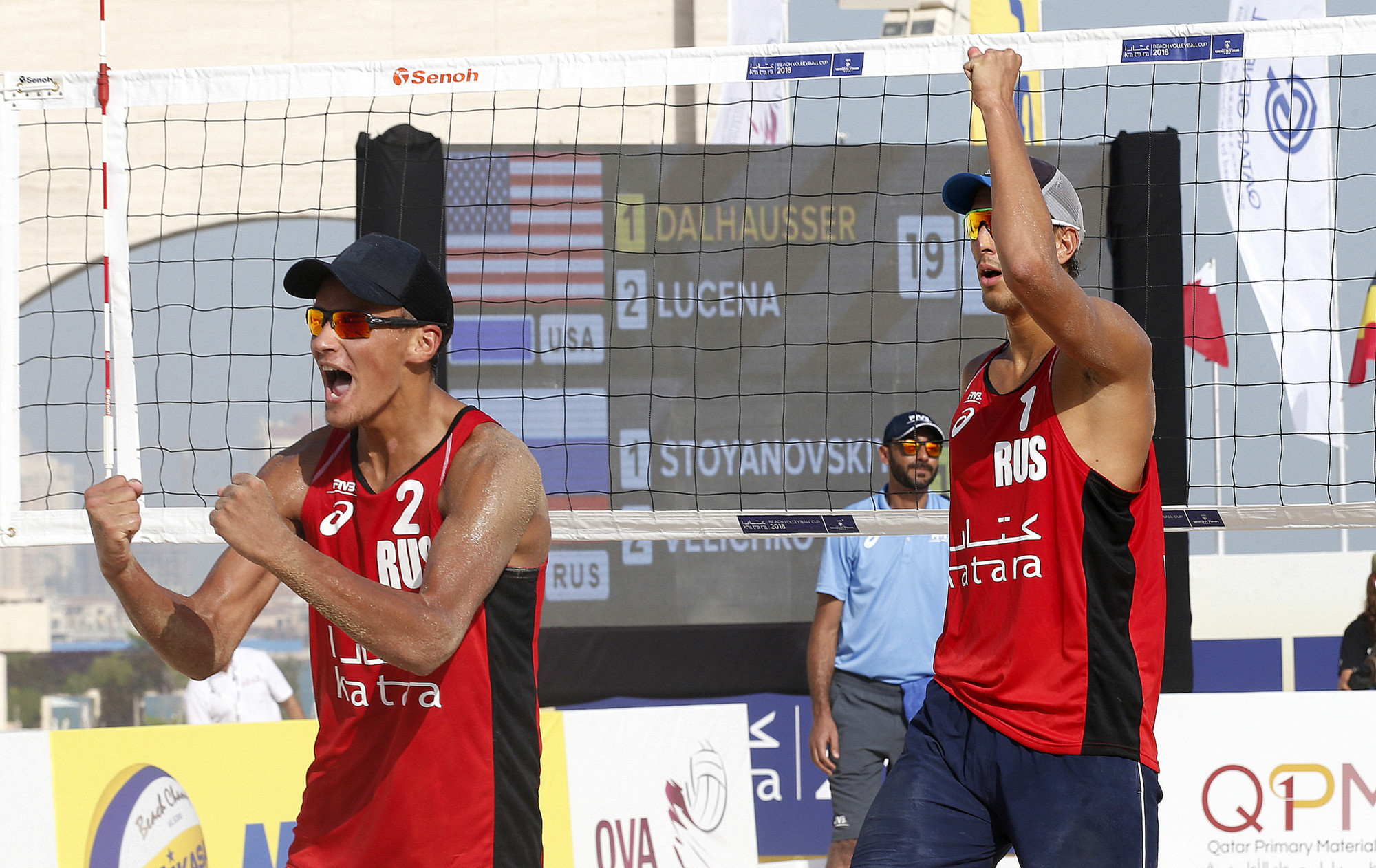Russia’s new team of Oleg Stoyanovskiy and Igor Velichko.reached their first FIVB Beach World Tour final in only their second tournament together in Doha ©FIVB