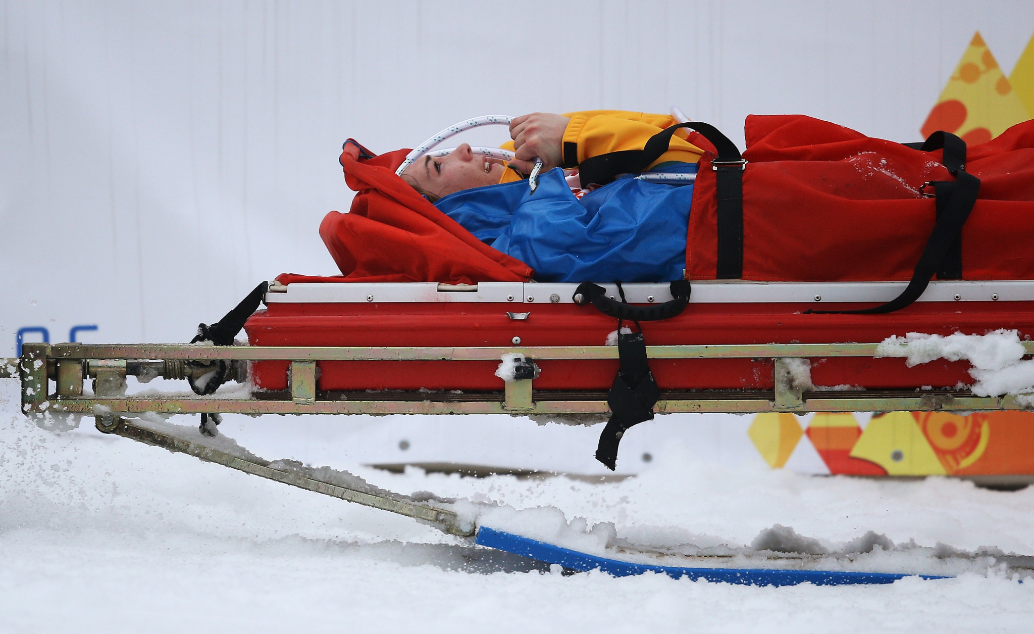 Joany Badenhorst was forced to leave the 2014 Paralympic Games in Sochi on a stretcher ©Getty Images