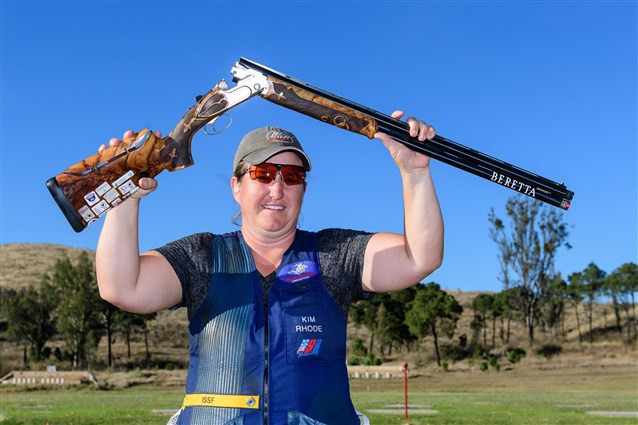Kimberly Rhode led an American one-two in the women's skeet event ©ISSF