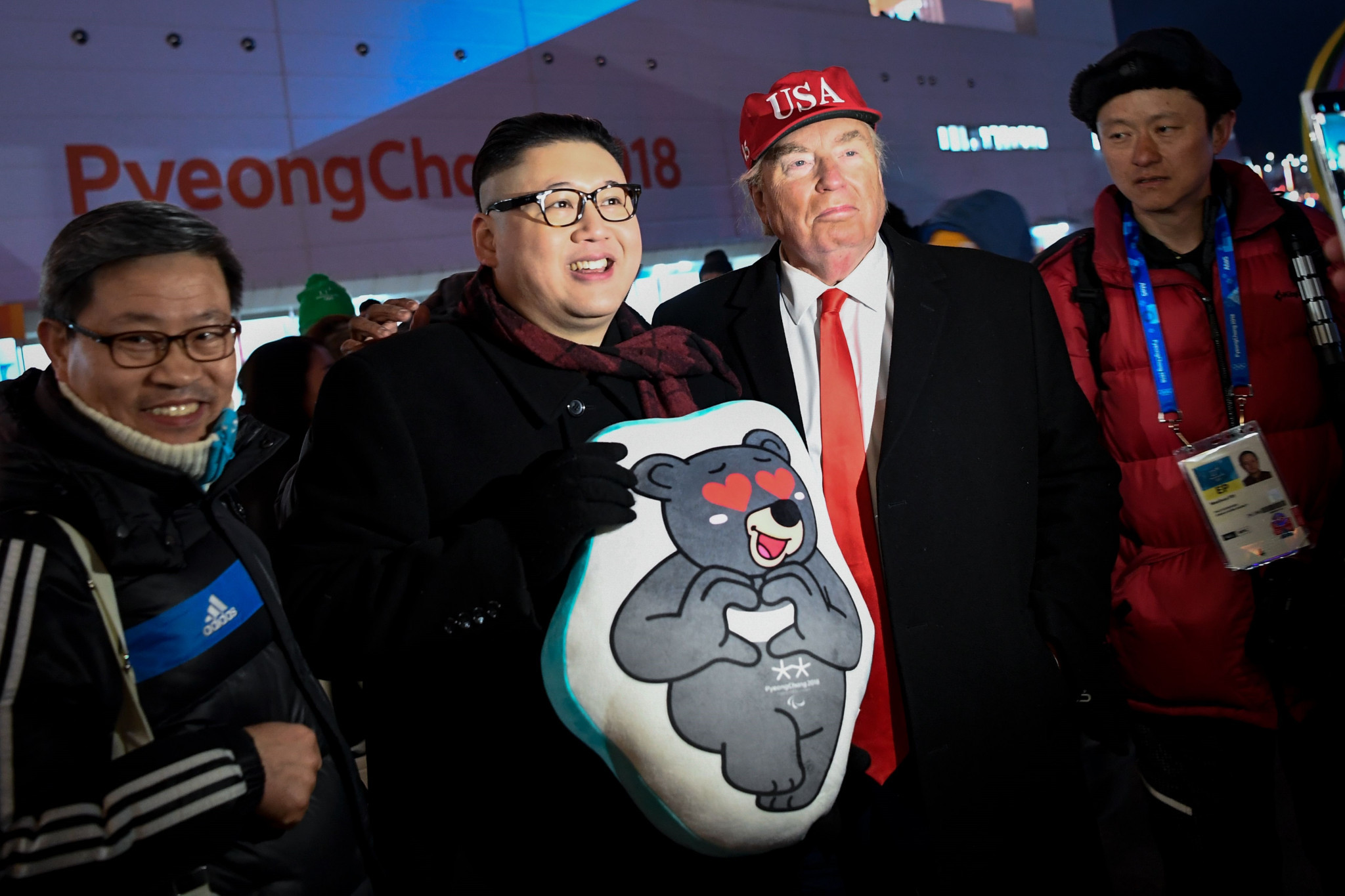Donald Trump and Kim Jong-un impersonators gatecrashed the Opening Ceremony of the 2018 Winter Olympic Games in Pyeongchang - but the real Kim and Trump could meet soon ©Getty Images