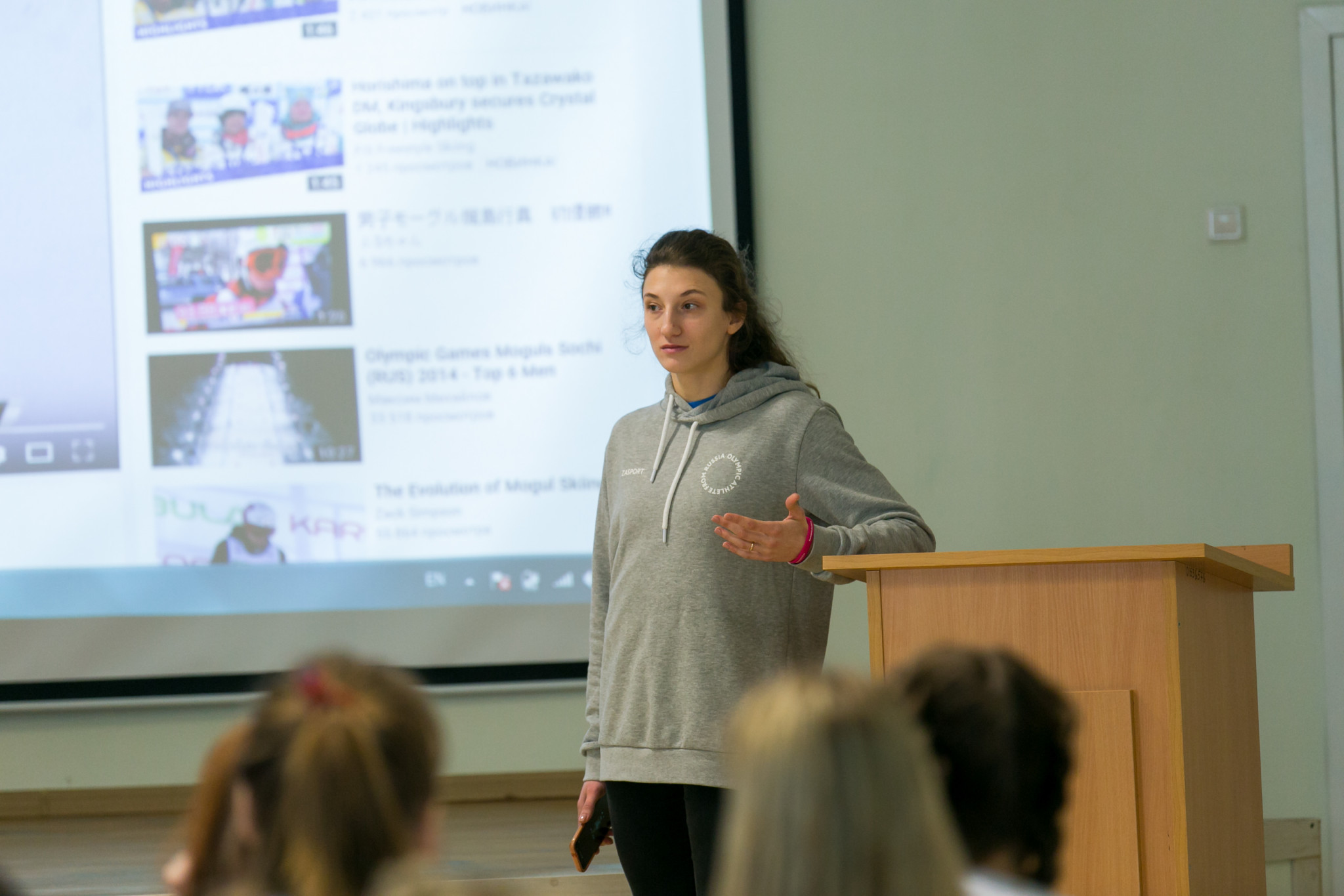 Olympian Marika Pertakhia was one of the athletes who attended the lessons ©Krasnoyarsk 2019