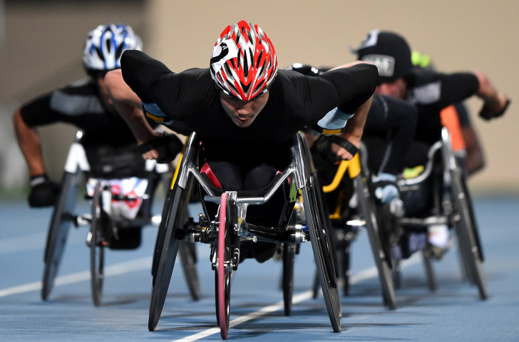 Masayuki Higuchi of Japan competes in 5,000m wheelchair men's final during last year's World Para Athletics Grand Prix event in Dubai, which will once again get the series underway tomorrow ©Getty Images