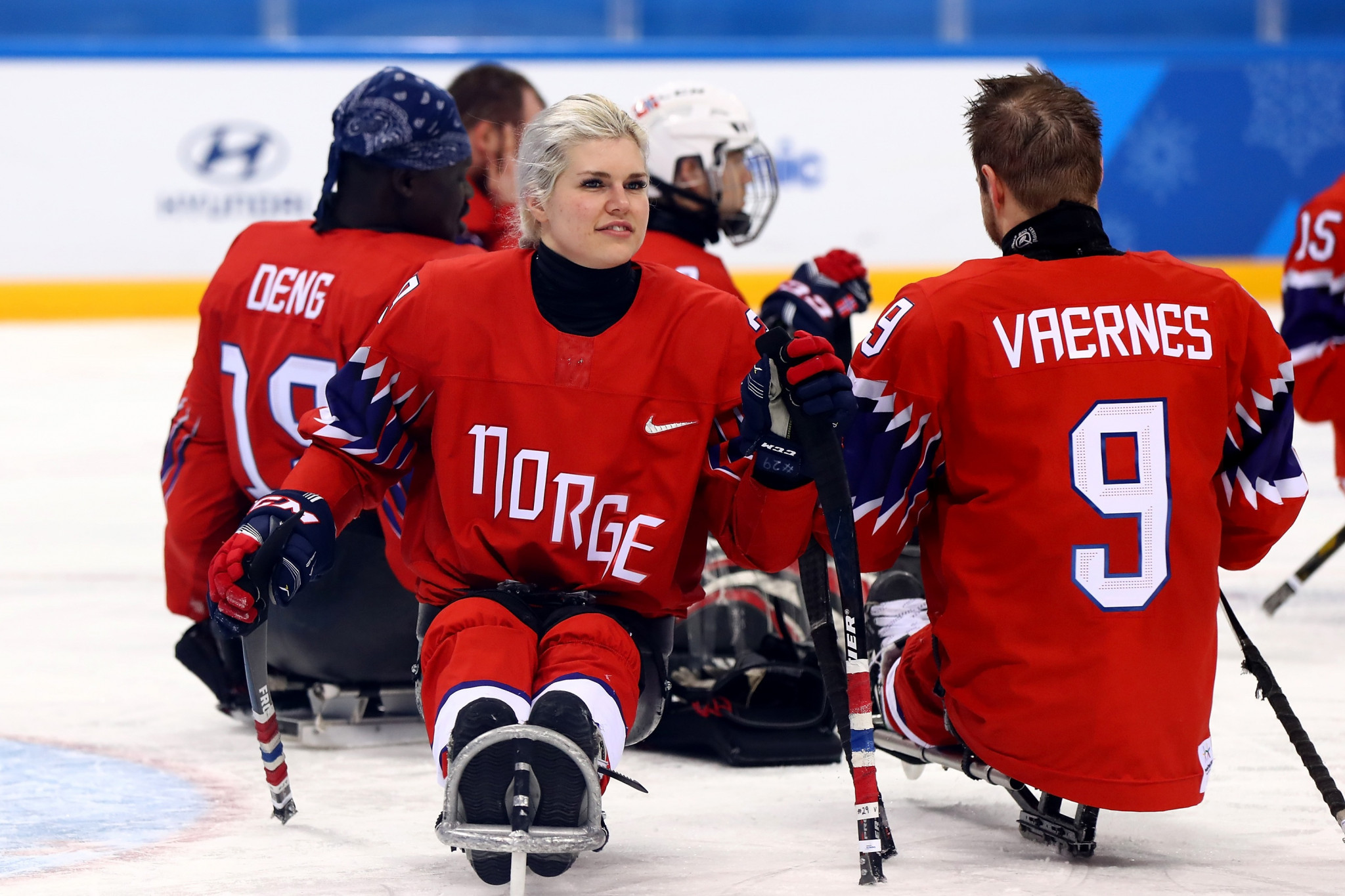 Lena Schroeder, the only women's player competing in the ice hockey tournament, helped Norway to a 3-1 win over Sweden in Group A ©Getty Images