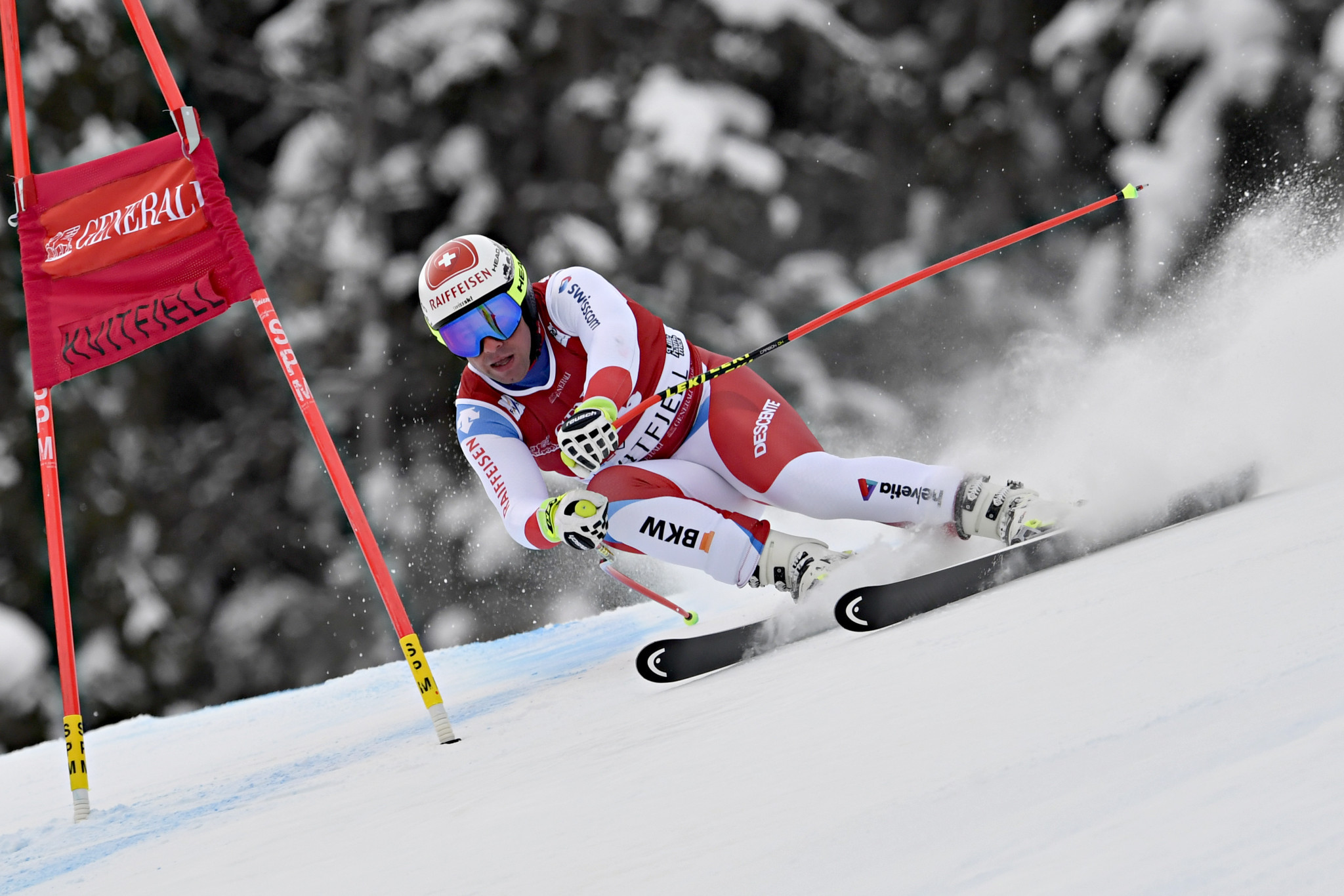 Beat Feuz leads the men's downhill standings ©Getty Images