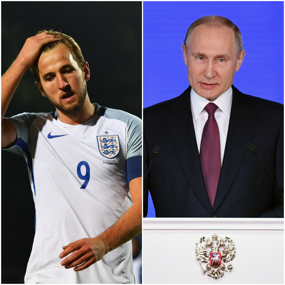 Harry Kane, left, is more likely to be affected if England boycott the 2018 FIFA World Cup over the spy attack than Russian President Vladimir Putin, right, would be ©Getty Images