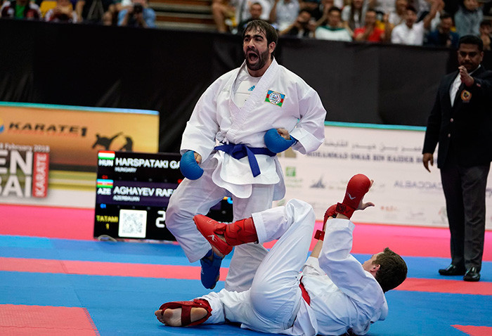 Five-time world champion Rafael Aghayev will bid for a second gold medal of the Karate1 Premier League campaign ©WKF