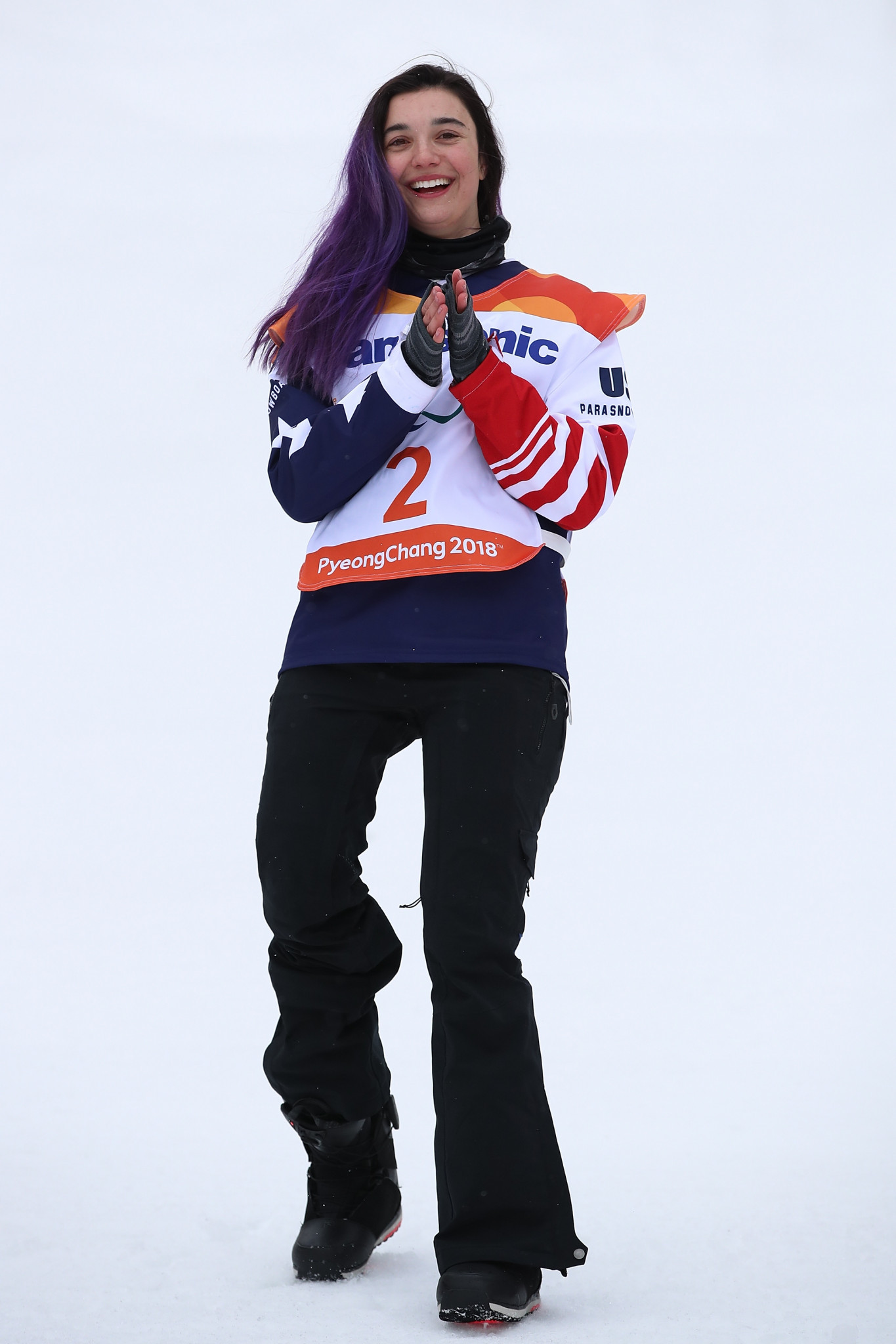 The United States' Brenna Huckaby added women's banked slalom SB-LL1 gold to her snowboard cross crown ©Getty Images