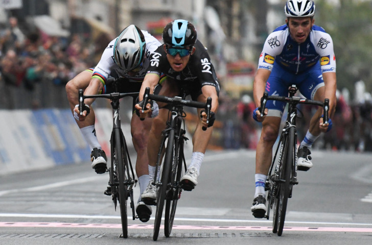 Poland's Michal Kwiatkowski beats Peter Sagan to the line at last year's Milan-San Remo Classic race ©Getty Images