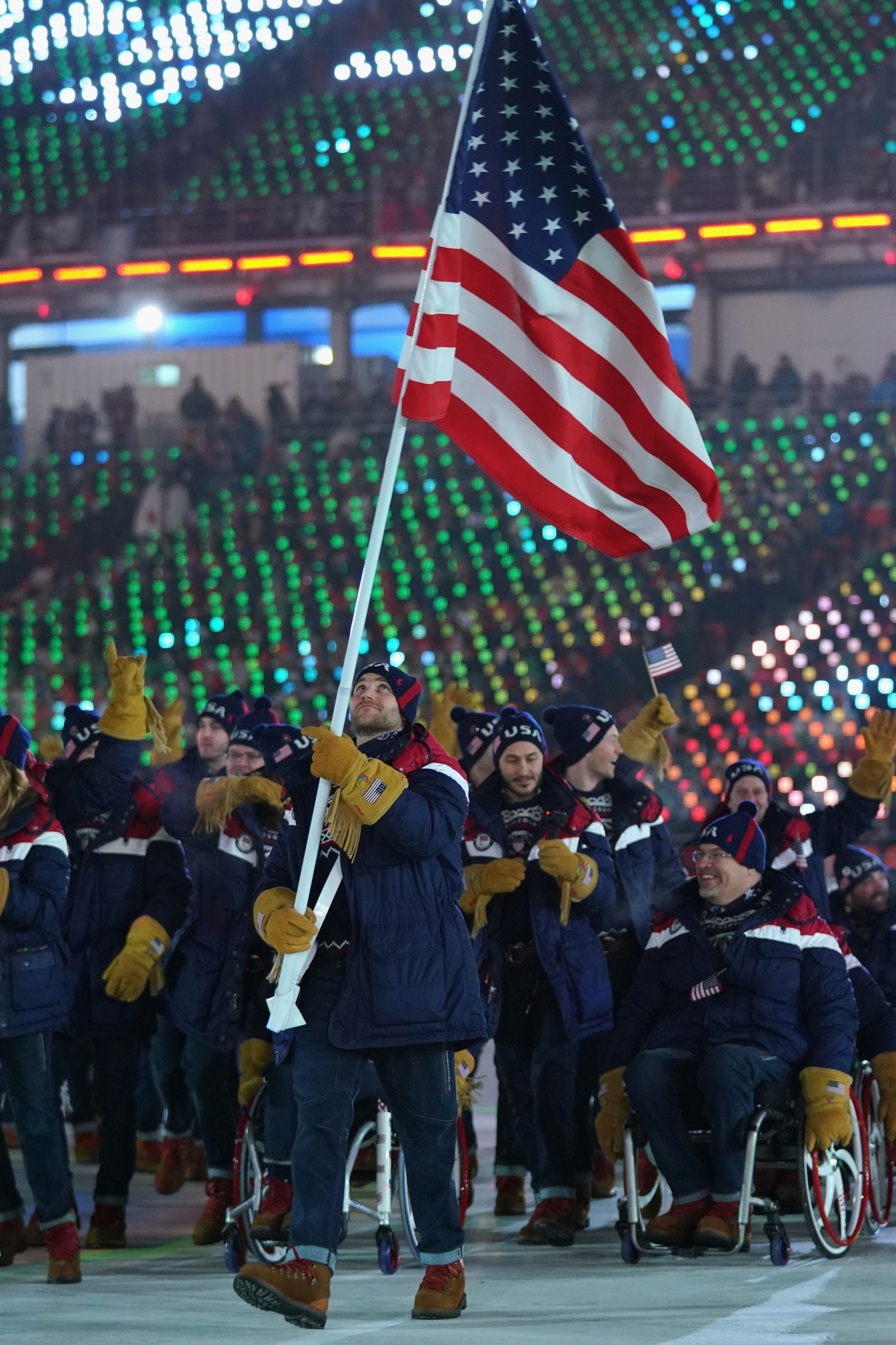 Snowboarder Mike Schultz was selected as the US' flagbearer for the Opening Ceremony of the Games ©Getty Images
