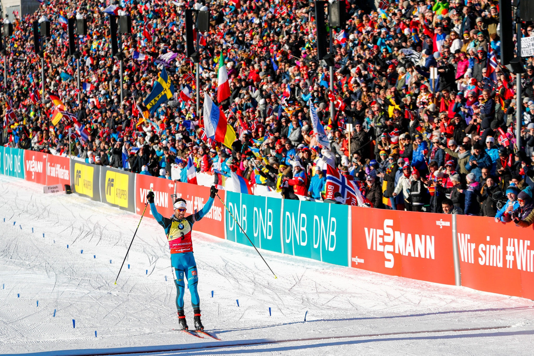 Martin Fourcade celebrates his victory in Oslo ©Getty Images 