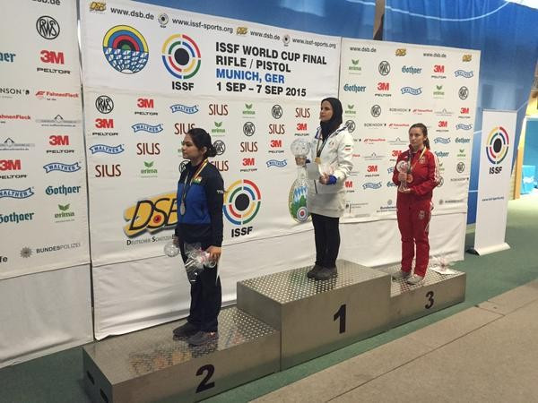 Elaheh Ahmadi continues impressive form to claim women's 10 metres air rifle gold at ISSF Rifle and Pistol World Cup Finals