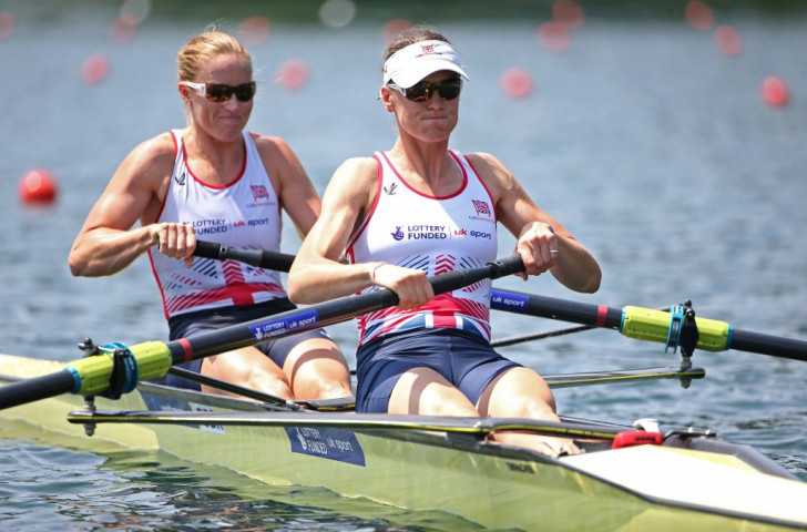 Britain's Helen Glover (left) and Heather Stanning defended their world title in the women's pair on Lake Aiguebelette - and warned they will be even better for next year's defence of their Olympic title ©Getty Images