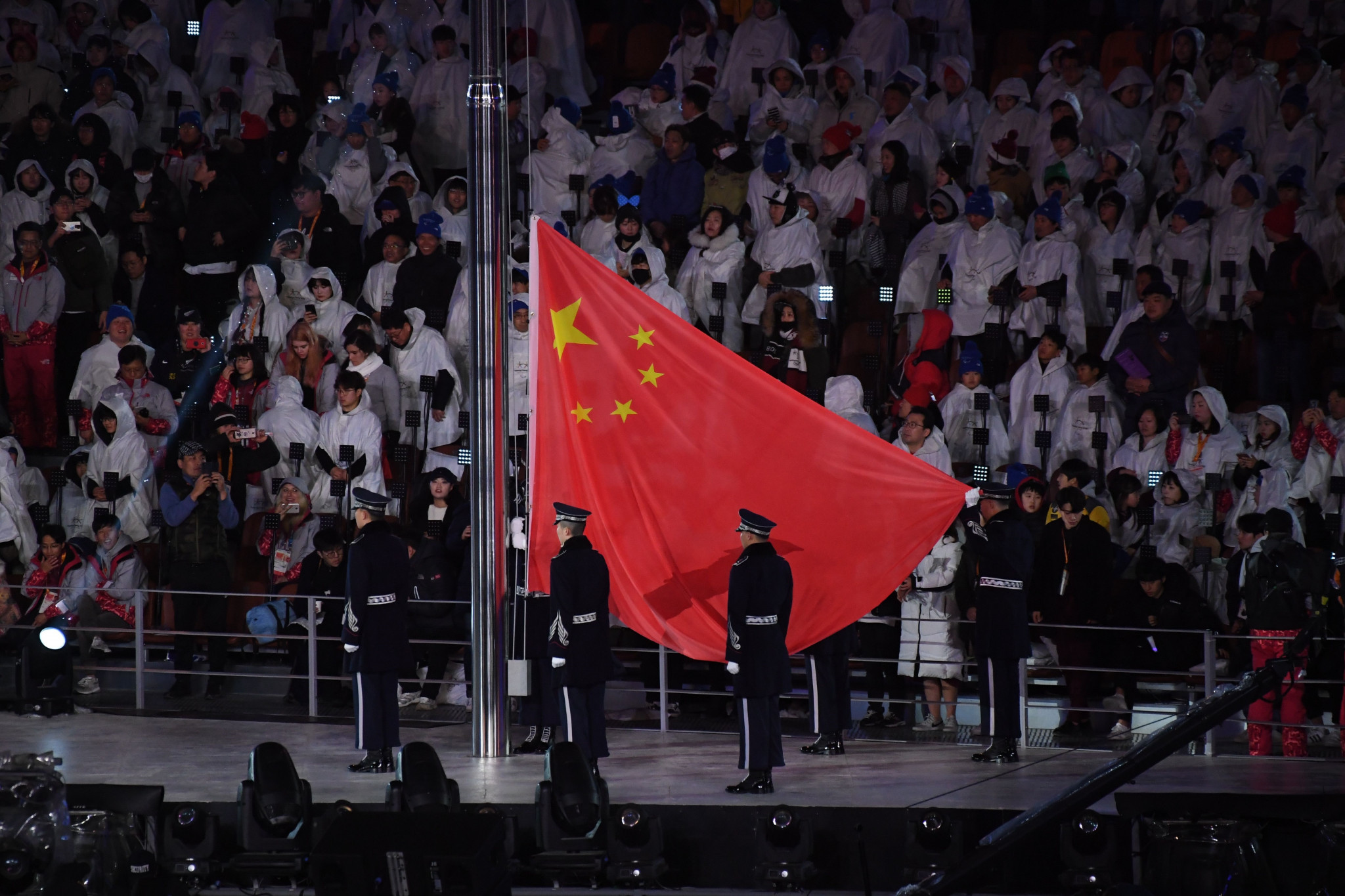 The Chinese flag was then hoisted ©Getty Images