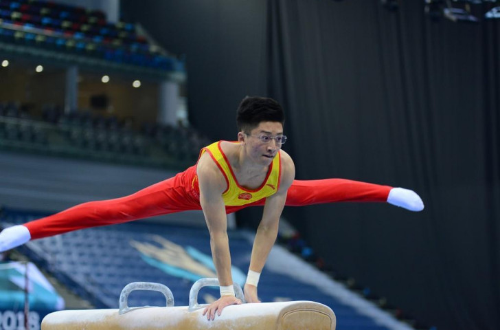 China's Hao Weng won the gold medal on the pommel horse at the FIG Artistic Gymnastics World Cup in Baku ©Azerbaijan Gymnastics Federation