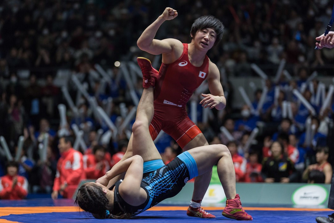 Japan's Yuki Irie celebrates her victory as China were beaten ©UWW
