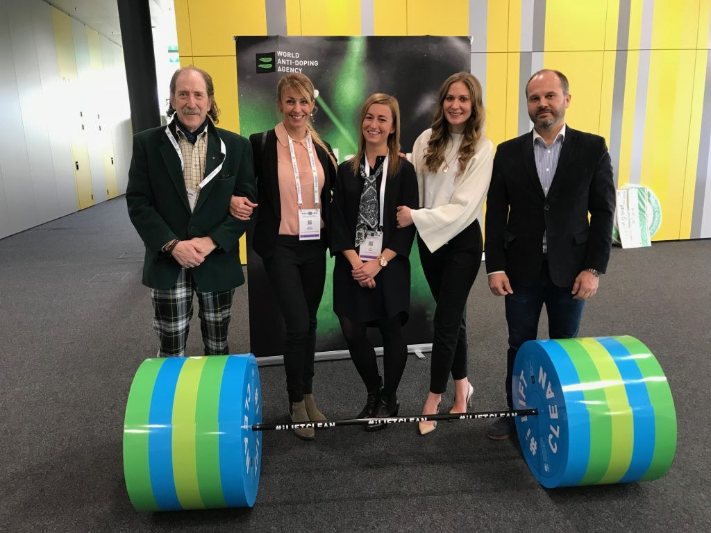 IWF officials pose at the WADA Symposium in Lausanne ©IWF