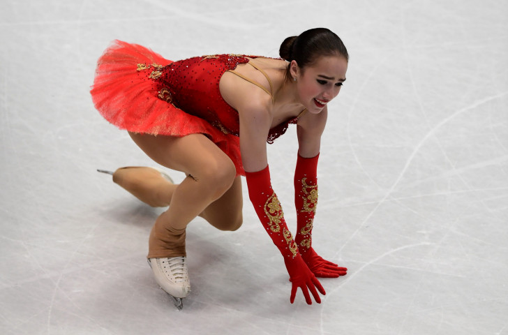 Russia's 15-year-old Olympic champion Alina Zagitova fell three times during the free programme to drop out of the medals in the ISU Figure Skating World Championships in Milan ©Getty Images