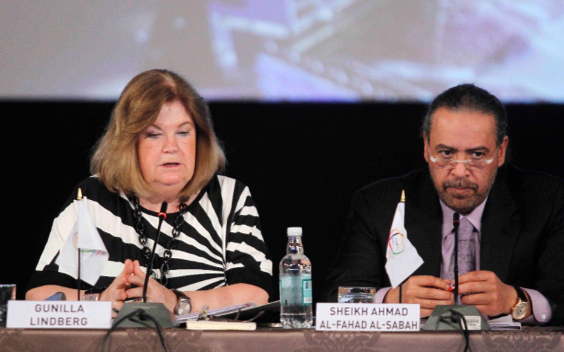 ANOC President Sheikh Ahmad Al-Fahad Al-Sabah and secretary general Gunilla Lindberg during the meeting ©Panam Sports