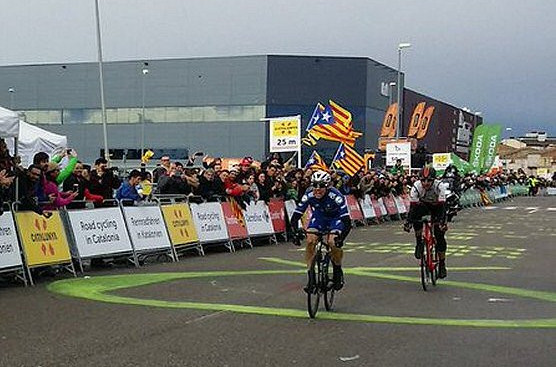 Maximilian Schachmann heads for the line to win his first UCI World Tour stage at the Volta a Catalunya ©Twitter