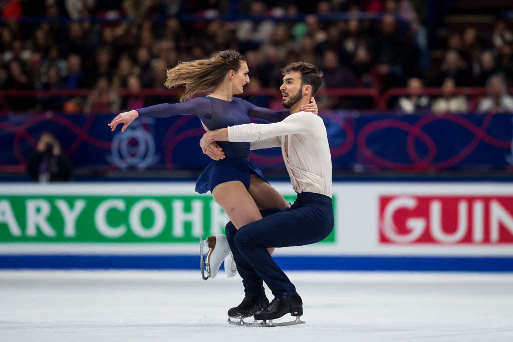 Gabriella Papadakis and Guillaume Cizeron of France set record scores as they won their third world ice dance title in Milan tonight ©Getty Images