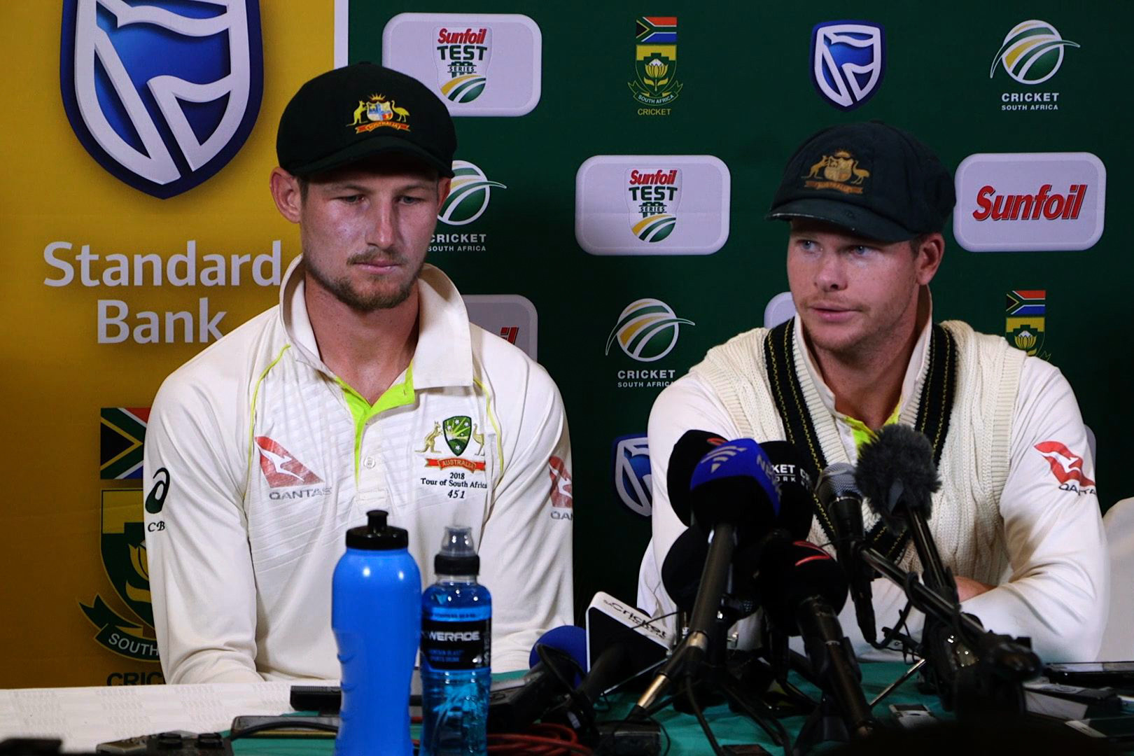 Steve Smith, left, and Cameron Bancroft admitted to ball-tampering after the match ©Getty Images