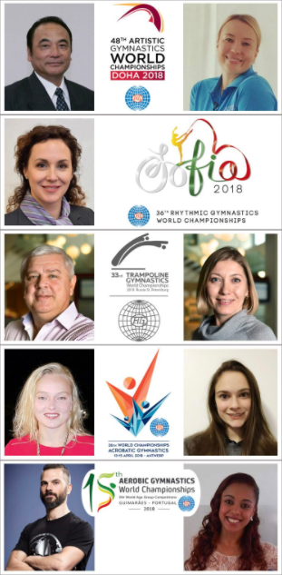 The nine ambassadors will be spread across five FIG World Championship events in 2018 ©FIG/Twitter