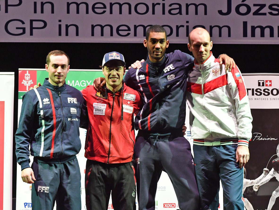 Swiss fencer Max Heinzer, second left, won his fourth international fencing Grand Prix title ©FIE