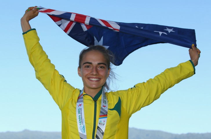 Australia's Amy Harding-Delooze claimed girl's 1,500m gold on the opening day of athletics at Samoa 2015 ©Getty Images