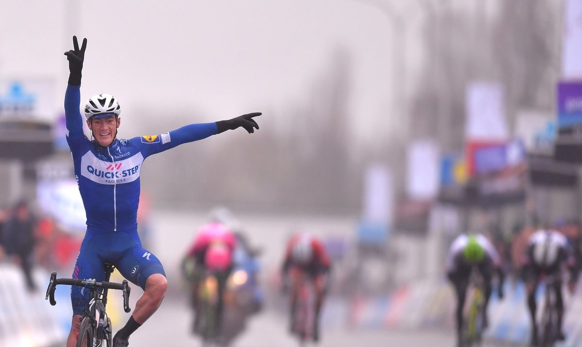 Yves Lampaert secured his second straight Dwars door Vlaanderen title in a rain-soaked race ©Quick-Step Cycling