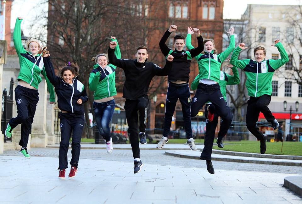 Youngsters celebrate when Belfast was awarded the Games ©Belfast 2021