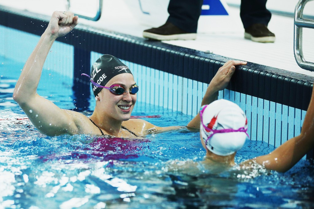 Swimmers Sophie Pascoe and Mary Fisher took part in the event held with a year to go until Rio 2016