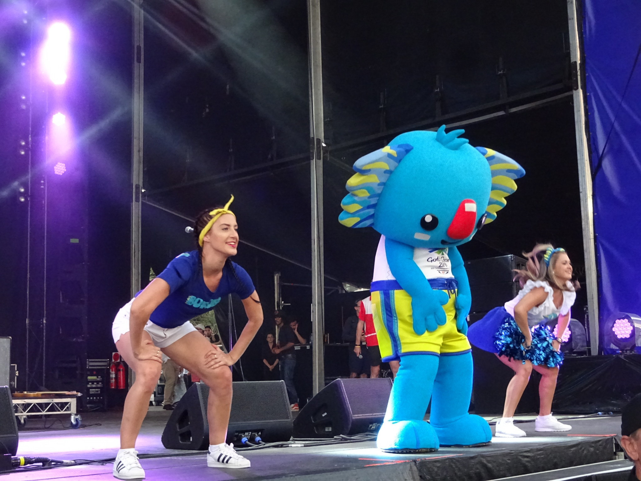 Gold Coast 2018 mascot Borobi dances at the Baton Relay ©ITG