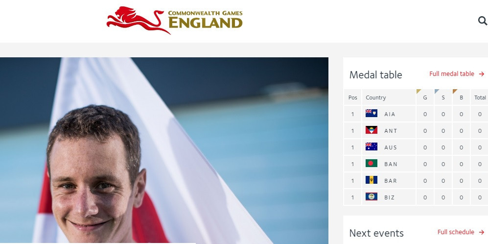 A new website has been launched for the English team at Gold Coast 2018 ©Team England