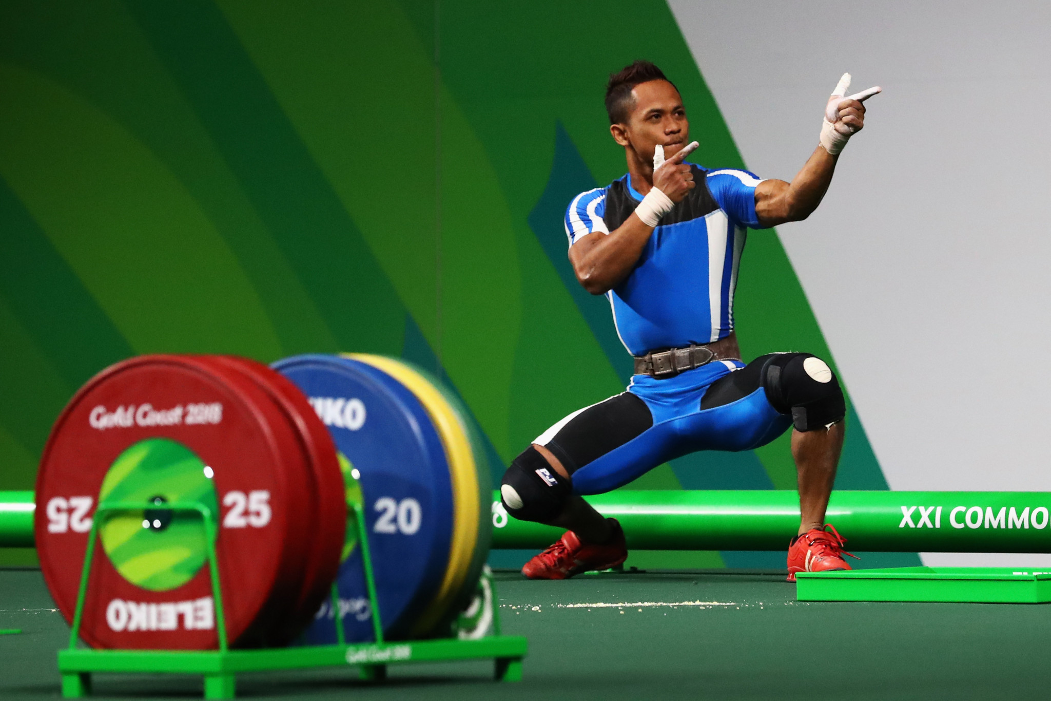 Malaysia’s Muhammad Azroy Hazalwa Izhar Ahmad broke the Commonwealth Games record to win the men’s 56kg event ©Getty Images