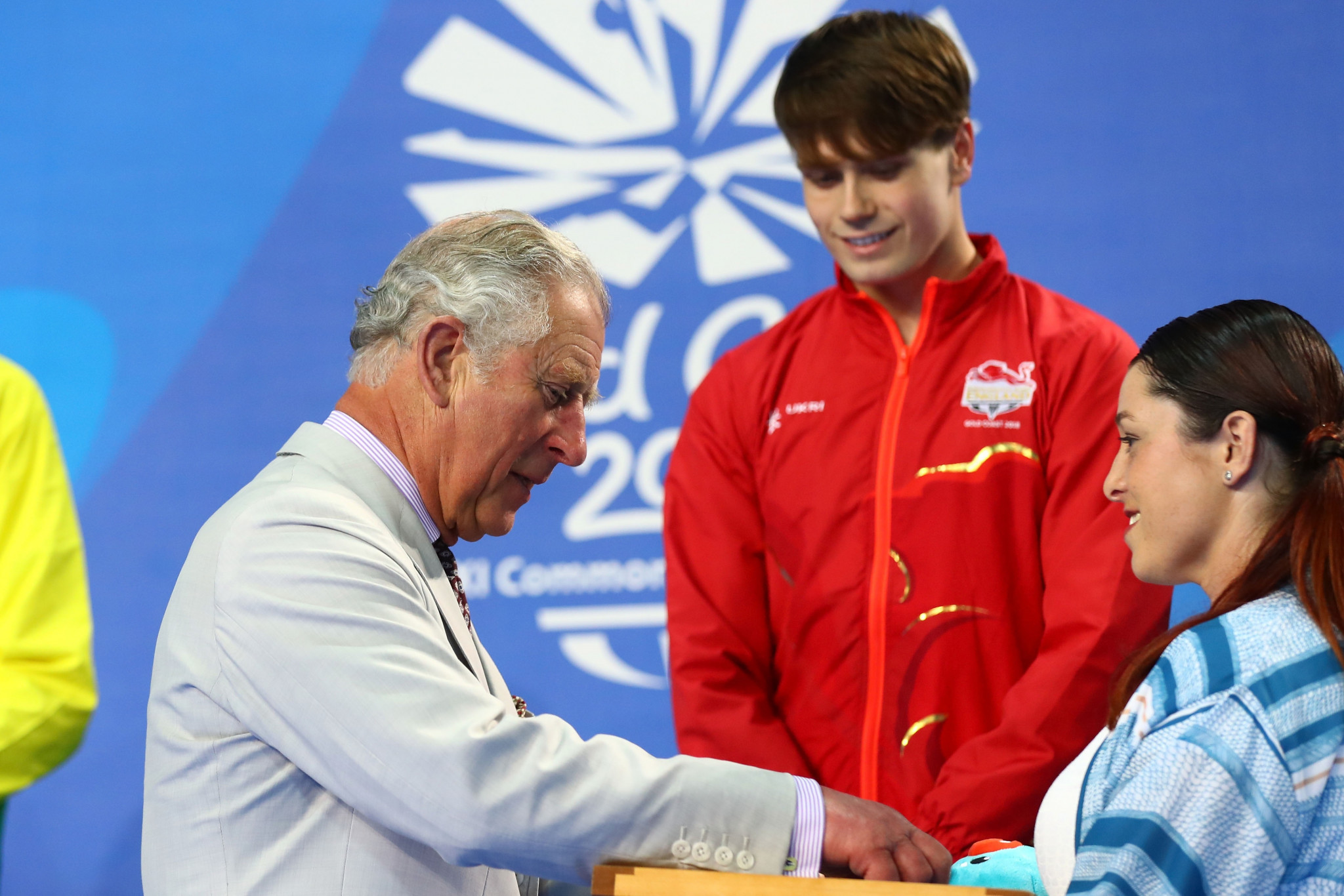 Prince Charles helped to present medals at the Optus Aquatic Centre ©Getty Images