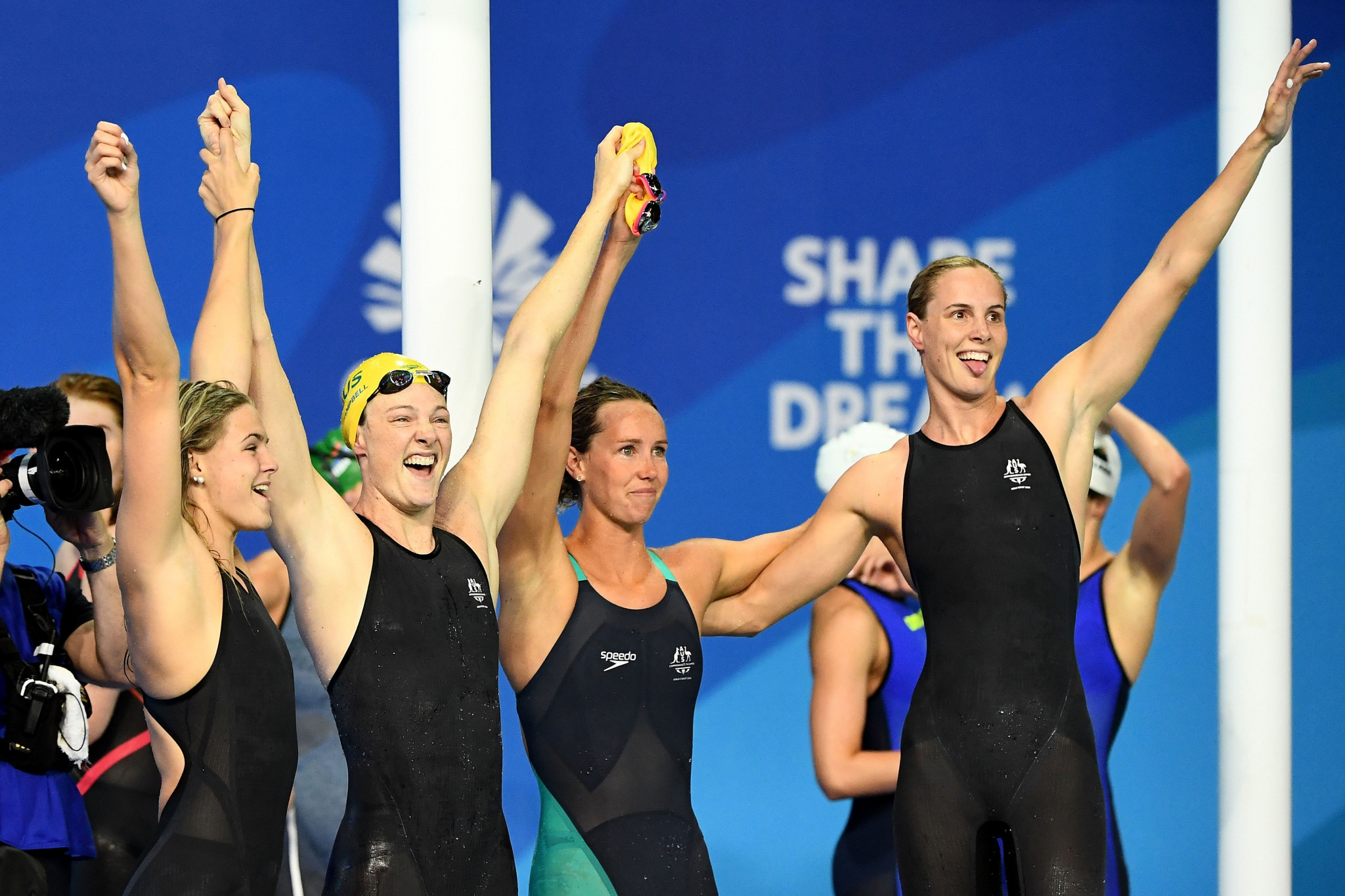 There was also a world record for the host nation in the women's 4x100 metres freestyle relay swimming event ©Getty Images