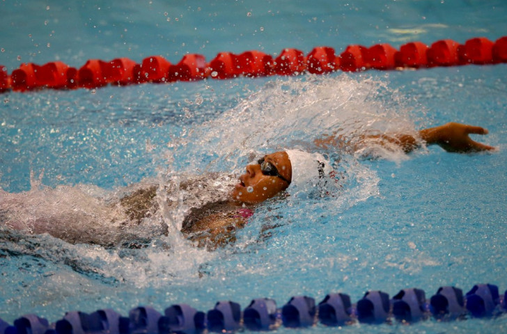 World junior record holder Gabrielle Fa’amausili of New Zealand won the girl's 50m backstroke event on day two of swimming competition at Samoa 2015 ©Getty Images