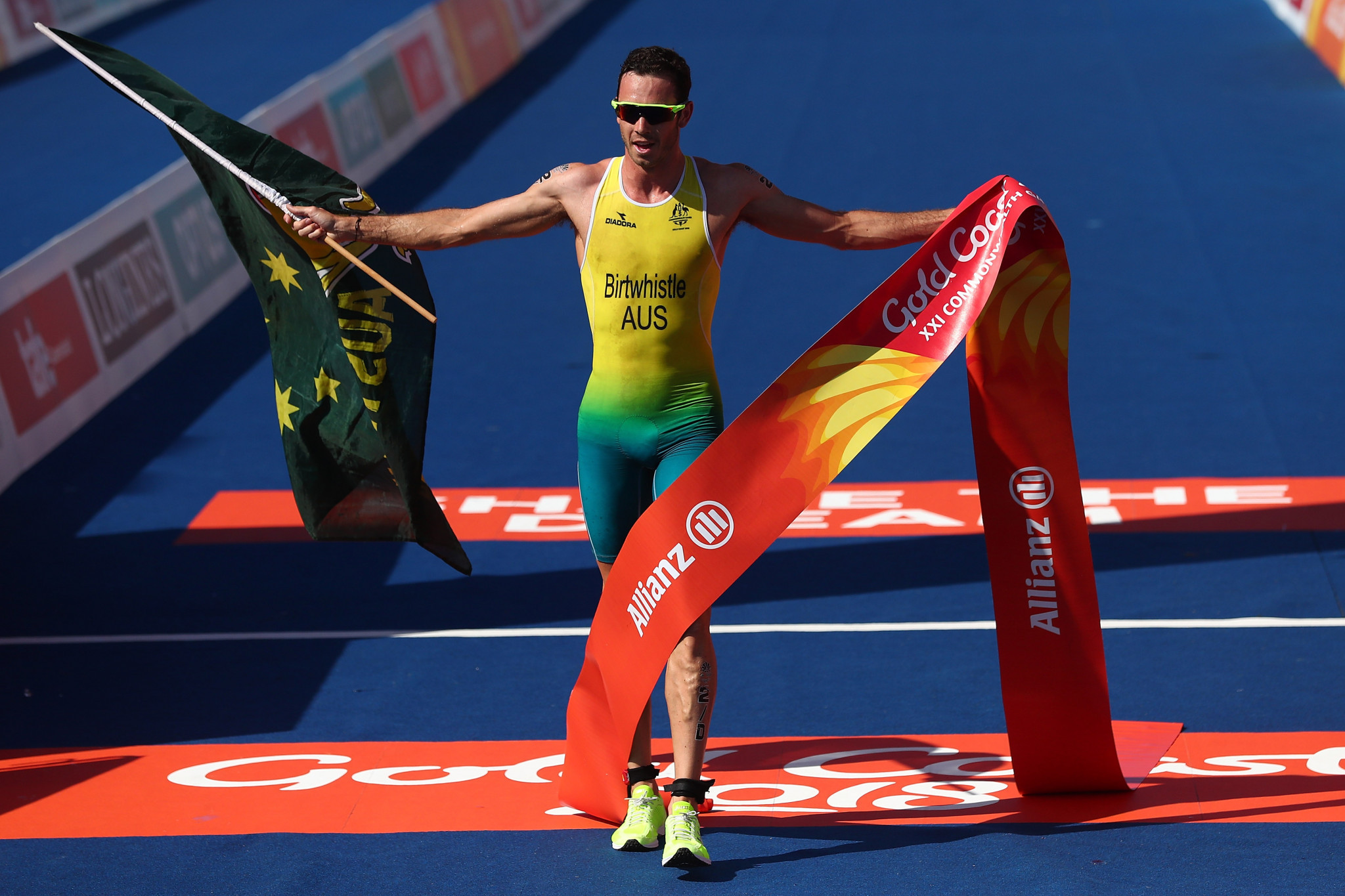 Jacob Birtwhistle crosses the line to complete an Australian victory ©Getty Images