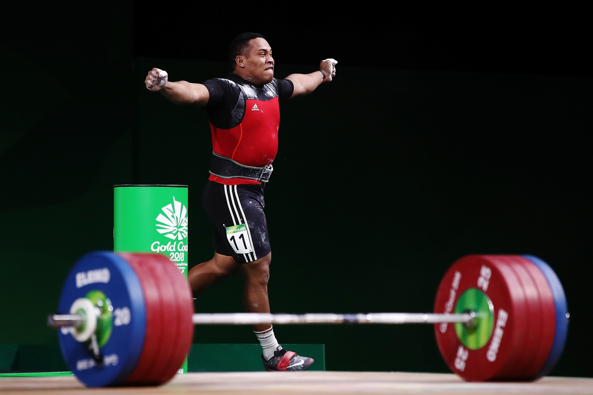 Papua New Guinea’s Steven Kari successfully defended his Commonwealth Games title in the men’s 94 kilograms weightlifting event after breaking the clean and jerk Commonwealth record at Gold Coast 2018 ©Getty Images