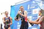 Britain's Vicky Holland secured her maiden World Triathlon Series victory in Cape Town ©Getty Images