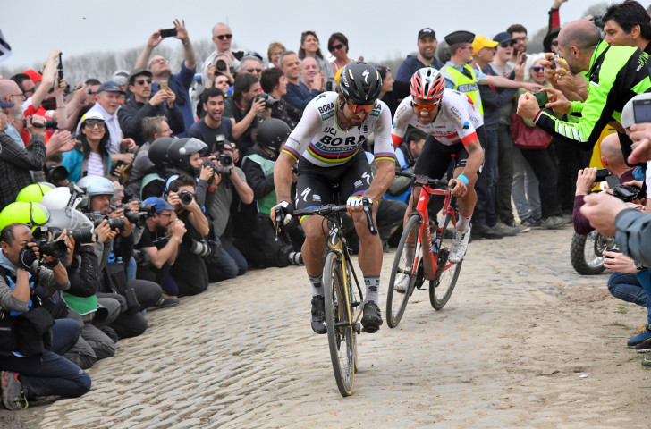 Peter Sagan pushes on ahead of Switzerland's Silvan Dillier en-route to his first Paris-Roubaix title ©Getty Images