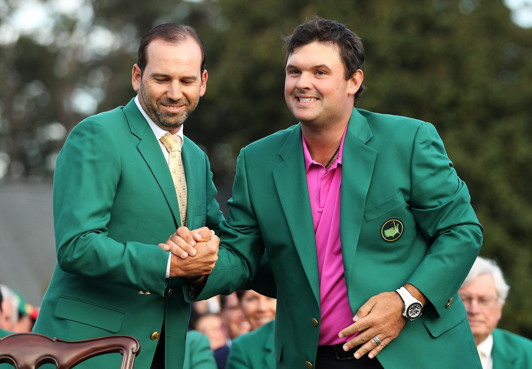 Patrick Reed received the green jacket following his triumph at Augusta ©Getty Images