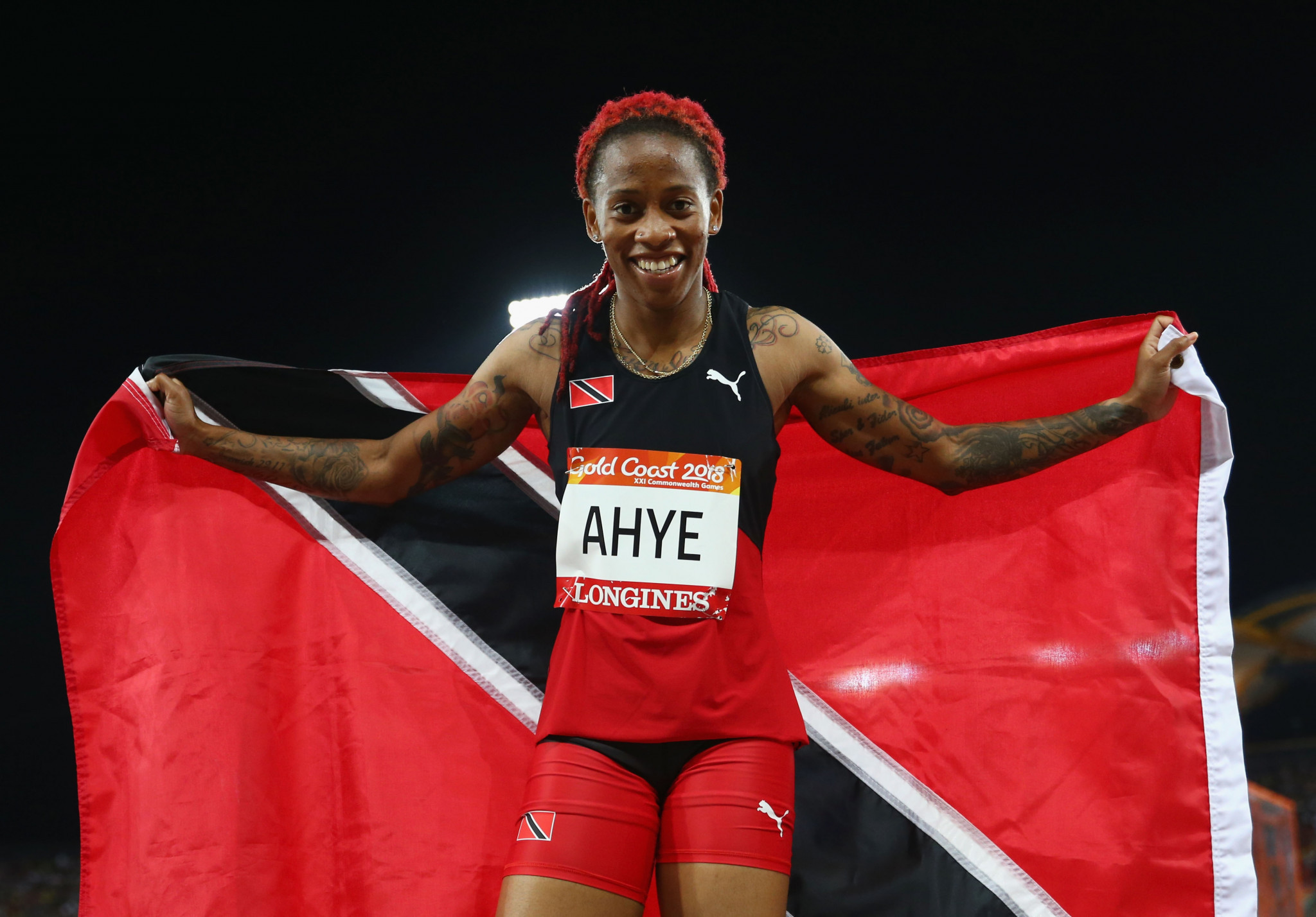 Michelle-Lee Ahye had earlier won Trinidad and Tobago's first-ever women's Commonwealth Games track and field title with victory in the women's 100m ©Getty Images