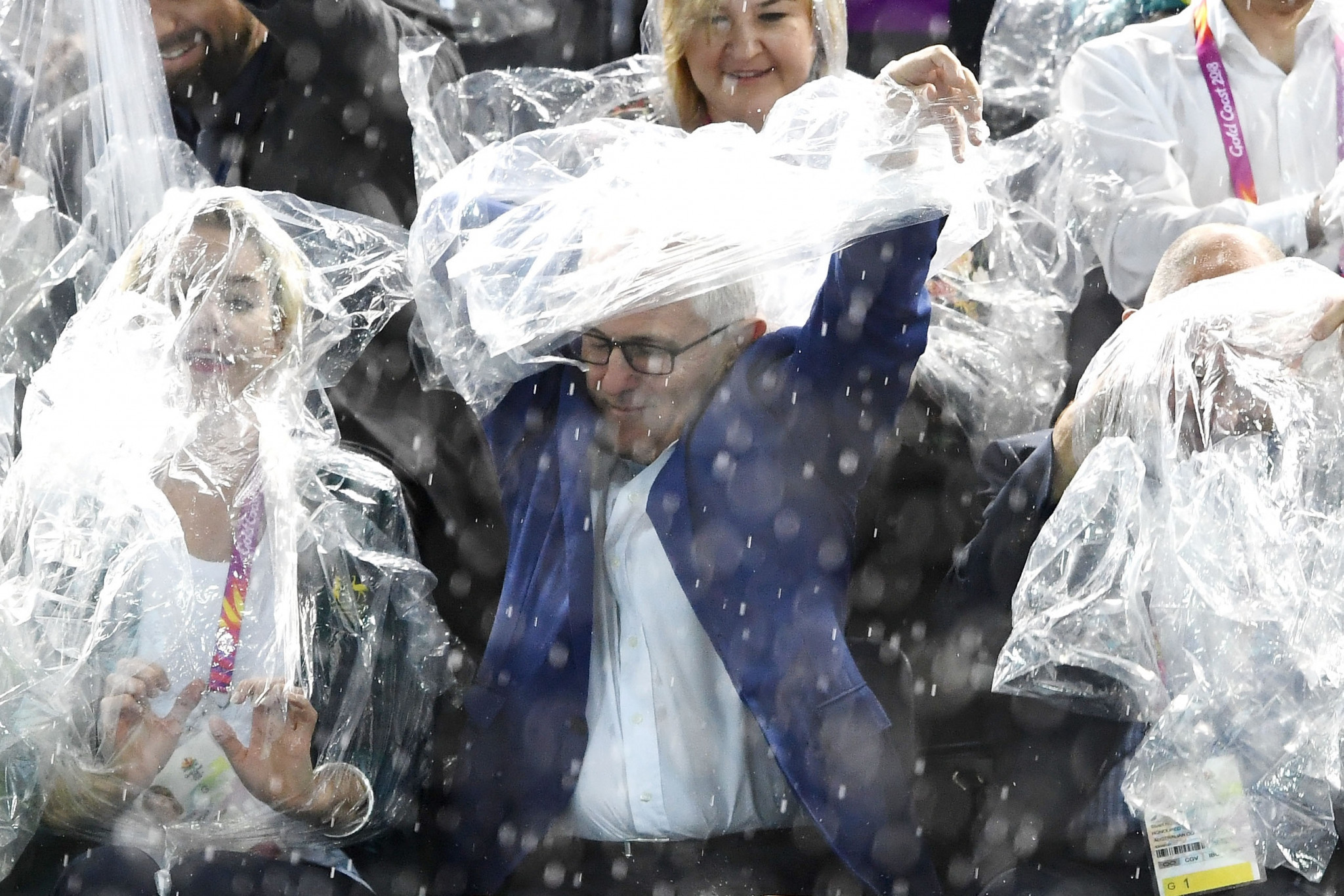 Australia's Prime Minister Malcolm Turnbull was among the spectators on a wet night at the Optus Aquatics Centre ©Getty Images